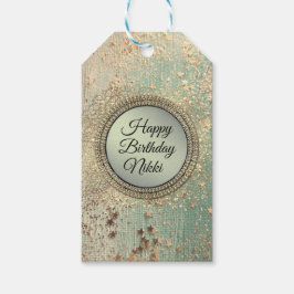 Etiqueta Para Presente Esteira de esterco brilhante no teal verde