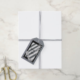 Etiqueta Para Presente Estilete Glittery de prata & aniversário das