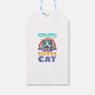 Etiqueta Para Presente Estilo de Animação Adorável do Café Kawaii