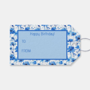 Etiqueta Para Presente Estilo de Aquarela Cornflower Tipo Blue Flower