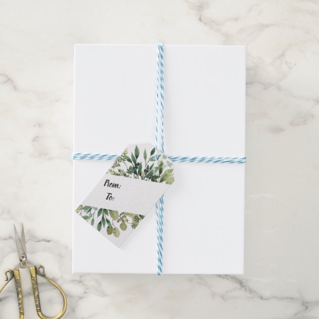 Etiqueta Para Presente Estilo de Tableau Floral Elegante (Com cordão)