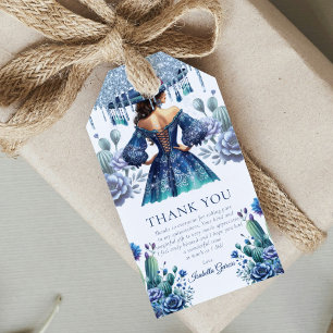 Etiqueta Para Presente Estilo Mexicano Azul Personalizado Quinceañera