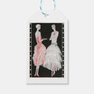 Etiqueta Para Presente Estilo preto e branco cor-de-rosa do Flapper do