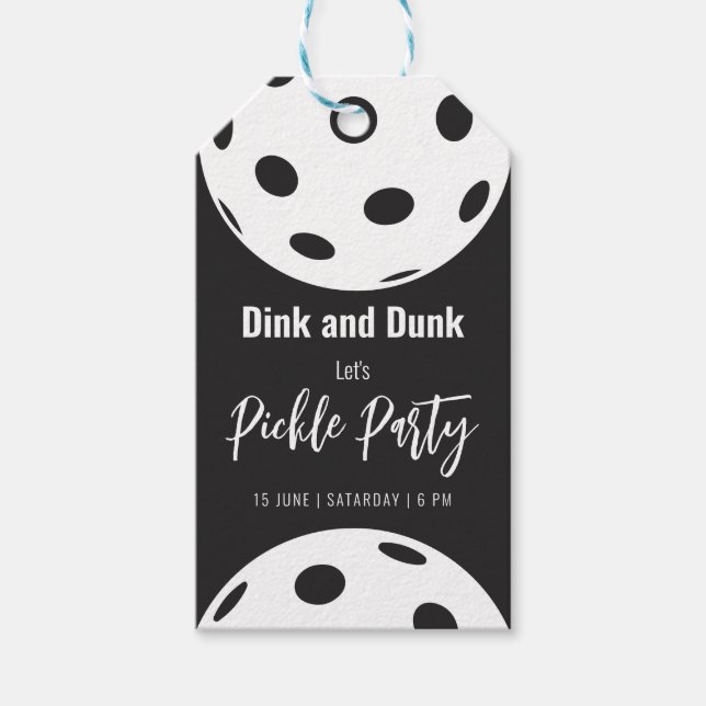 Etiqueta Para Presente Estilo Retro Neon Black Themed Pickleball Birday (Frente)