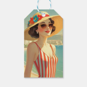 Etiqueta Para Presente Estilo Vintage Cote D'Azur Beach Girl