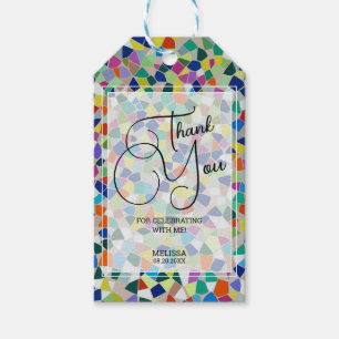 Etiqueta Para Presente Estiloso Colorido Mosaico Obrigado