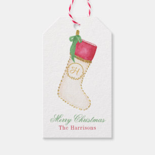 Etiqueta Para Presente Estoque de Monograma de Aquarela Personalizado