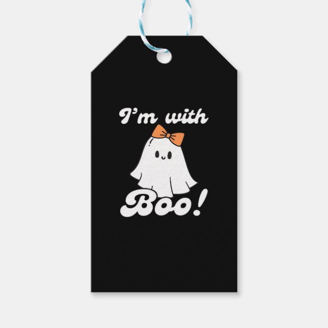Etiqueta Para Presente Estou Com Boo Estilo Retro Engraçado (Frente)