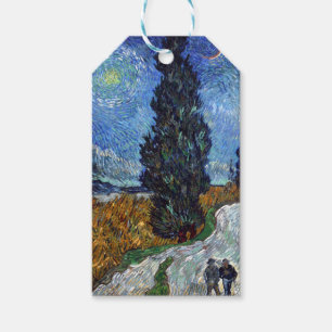 Etiqueta Para Presente Estrada com Ciprestes Impressionismo de Van Gogh