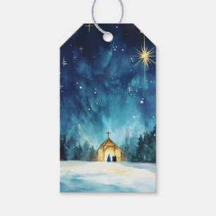 Etiqueta Para Presente Estrela de Natal Radiante sobre Belém