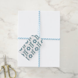 Etiqueta Para Presente Estrela Elegante de David Hanukkah Sameach