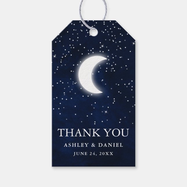 Etiqueta Para Presente Estrelas Celestiais da Lua do Céu Obrigado (Frente)