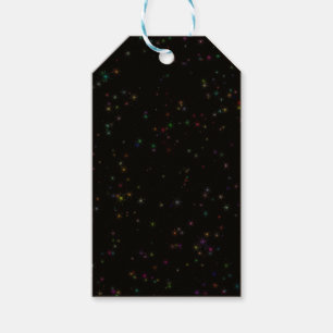 Etiqueta Para Presente Estrelas coloridas espumantes no design negro céu