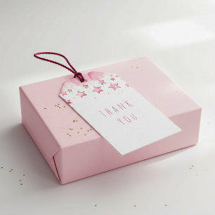 Etiqueta Para Presente Estrelas cor-de-rosa te obrigado