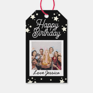 Etiqueta Para Presente Estrelas de Aniversário com Foto Personalizada Pre