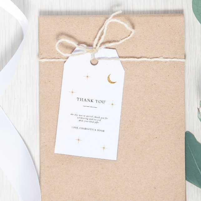 Etiqueta Para Presente Estrelas de Lua Dourada Clássicas Elegantes Casand (Criador carregado)