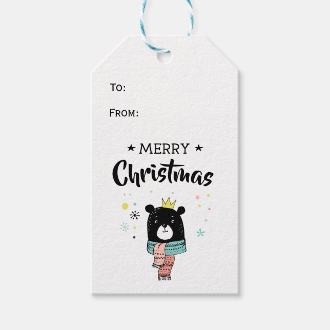 Etiqueta Para Presente Estrelas de natal de escaravelho negro retrô (Frente)