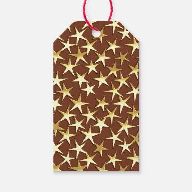 Etiqueta Para Presente Estrelas Douradas de chocolate marrom (Frente)