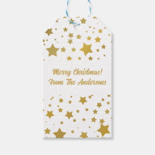 Etiqueta Para Presente Estrelas Douradas Elegantes Personalizadas Feliz N