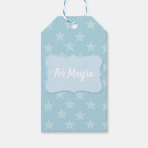 Etiqueta Para Presente Estrelas no costume azul do monograma ou do nome