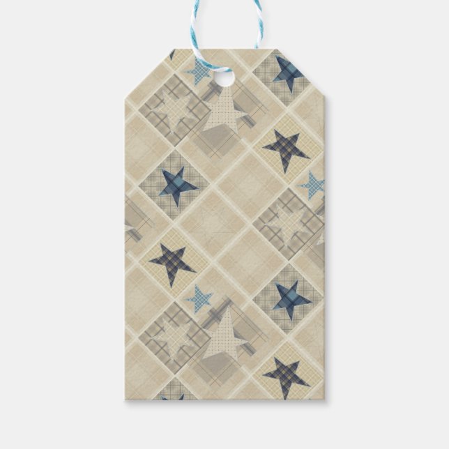 Etiqueta Para Presente Estrelas, retalhos (Frente)
