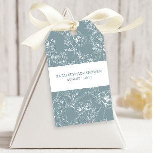 Etiqueta Para Presente Eterno Vintage Chá de fraldas Azul Floral