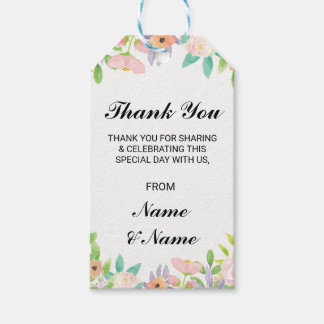 Etiqueta Para Presente Etiqueta de Agradecimento Floral Aquarela Presente