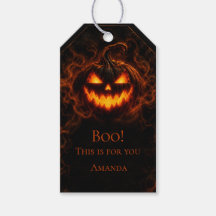 Etiqueta de presente Abóbora de Halloween com Bril