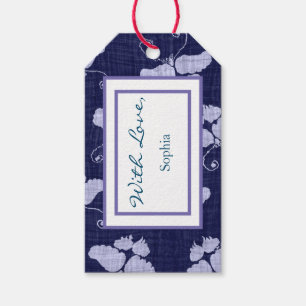 ETIQUETA PARA PRESENTE ETIQUETA DE PRESENTE BORBOLETAS JAPONESAS EM AZUL 