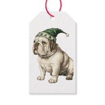 ETIQUETA DE PRESENTE BULLDOG COM CHAPÉU DE PAPAI N