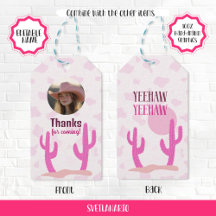 Etiqueta de Presente Caubói Rosa Country Coquette
