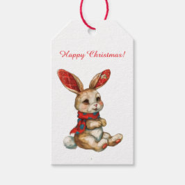 ETIQUETA PARA PRESENTE ETIQUETA DE PRESENTE COELHO DE NATAL RETRÔ