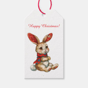 ETIQUETA PARA PRESENTE ETIQUETA DE PRESENTE COELHO DE NATAL RETRÔ