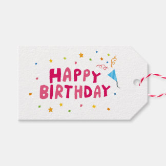 Etiqueta Para Presente Etiqueta de presente colorida de aniversário feliz