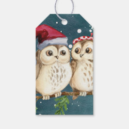 ETIQUETA PARA PRESENTE ETIQUETA DE PRESENTE COM DUAS CORUJAS DE NATAL NUM