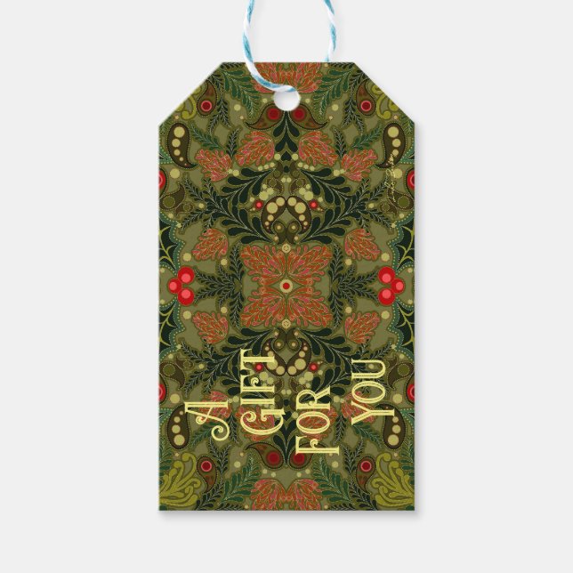 Etiqueta Para Presente Etiqueta de Presente da Paisley de Natal (Frente)