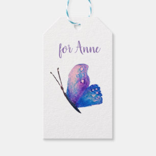 Etiqueta Para Presente Etiqueta de Presente de Arte da Borboleta Azul