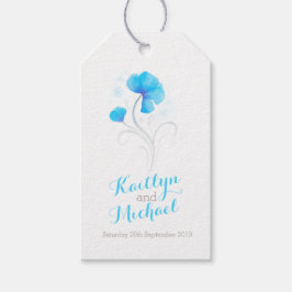 Etiqueta Para Presente Etiqueta de presente de casamento azul com flor de