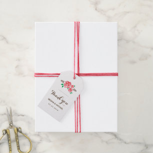 Etiqueta Para Presente Etiqueta de presente de casamento de flor de rosa 