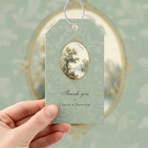 Etiqueta de presente de casamento em verde sage pa