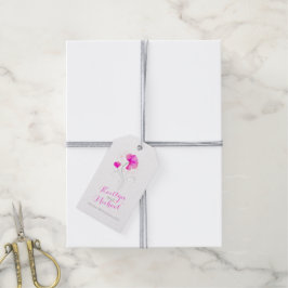 Etiqueta Para Presente Etiqueta de presente de casamento rosa com flor de