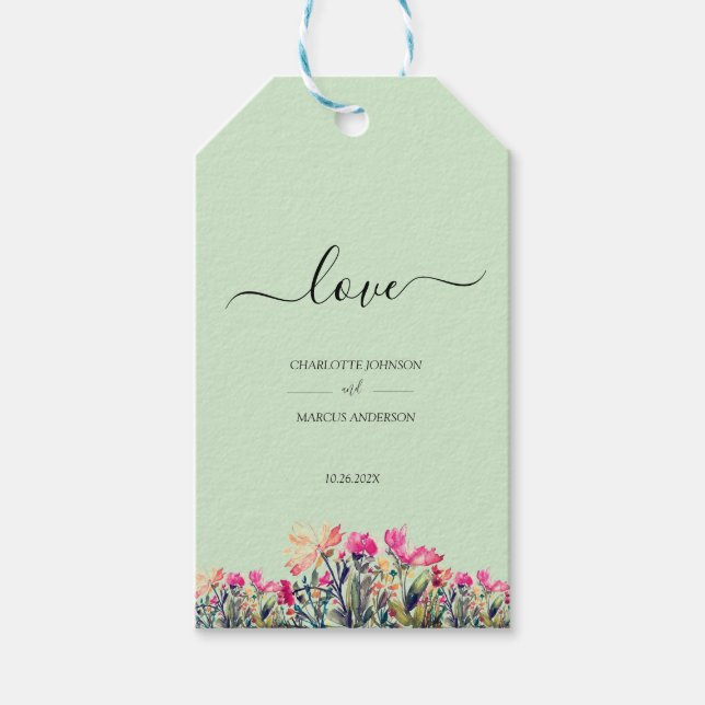 Etiqueta Para Presente Etiqueta de Presente de Casamento Verde com Casa F (Frente)