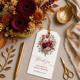 Etiqueta Para Presente Etiqueta de presente de chá de noiva floral laranj