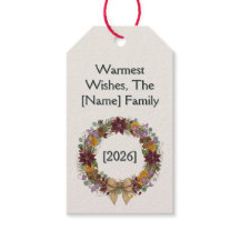 Etiqueta de Presente de Coroa de Natal Tropical