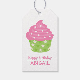 Etiqueta Para Presente Etiqueta de presente de Cupcake rosa e verde