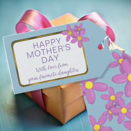 Etiqueta Para Presente Etiqueta de presente de Dia de as mães feliz, azul