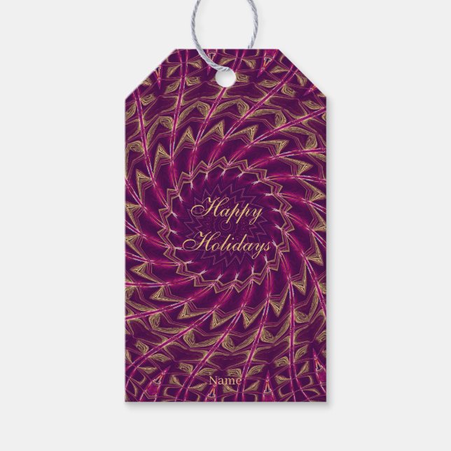 Etiqueta Para Presente Etiqueta de presente de feriado Dourado roxo (Frente)