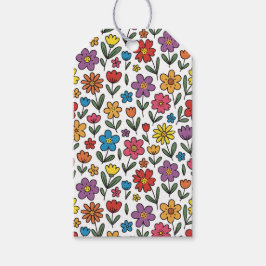 Etiqueta Para Presente Etiqueta de Presente de Flores Coloridas da Primav