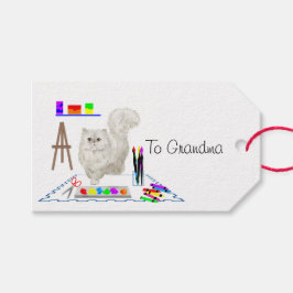 Etiqueta Para Presente Etiqueta de Presente de Gato Branco Fofinho Artist