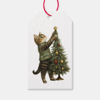 ETIQUETA PARA PRESENTE ETIQUETA DE PRESENTE DE GATO E ÁRVORE DE NATAL